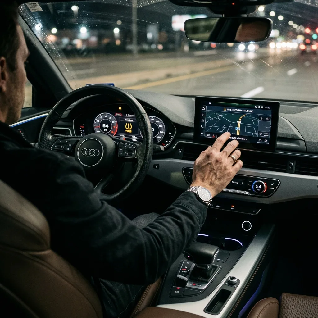 Svítící kontrolka TPMS a displej MMI v Audi A4
