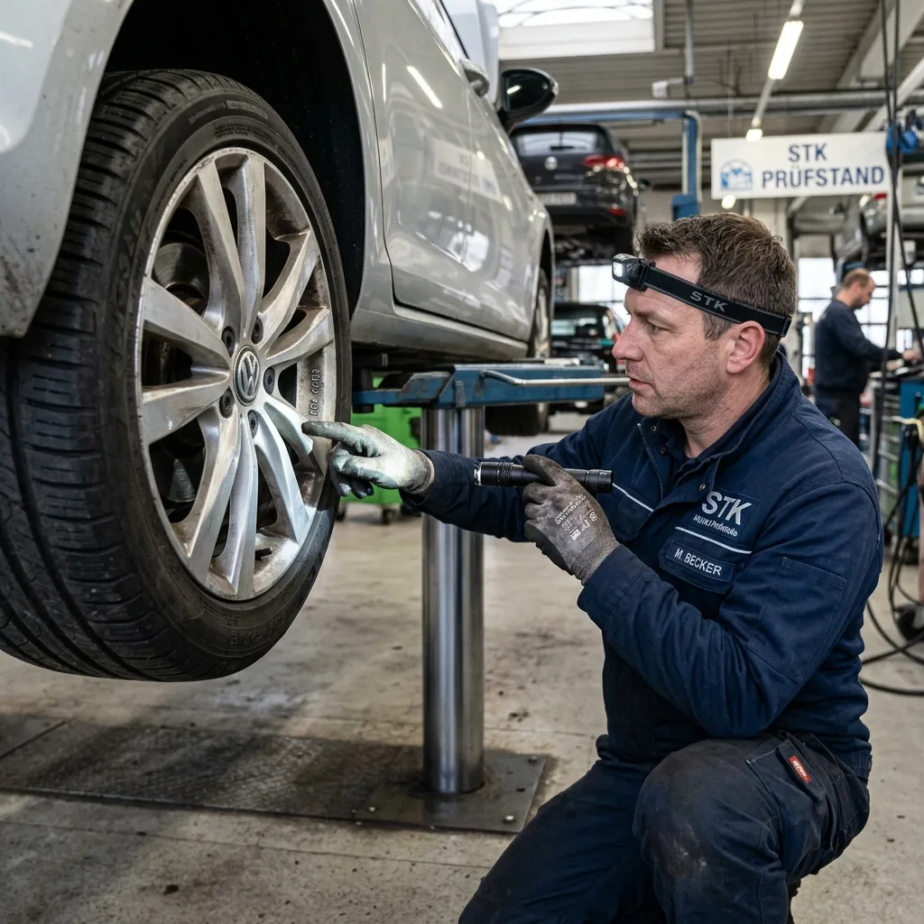 Technik STK kontroluje KBA číslo na litém disku