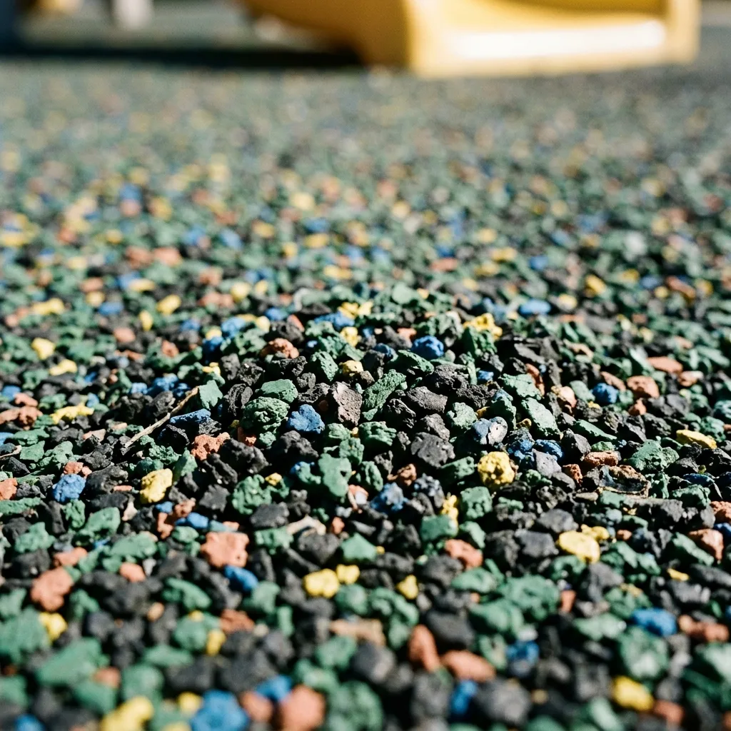 Gumový povrch hřiště vyrobený z recyklovaných pneumatik